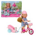 Evi Love: Kerékpáros baba kutyussal kétféle változatban 1db - Simba Toys