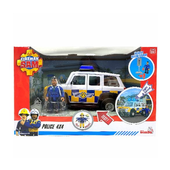 Sam a tűzoltó: Malcolm és egy 4x4 rendőrautó - Simba Toys