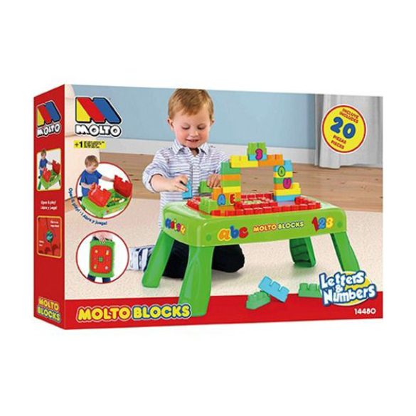 Molto: Játszóasztal építőkockákkal 20db-os játékszett