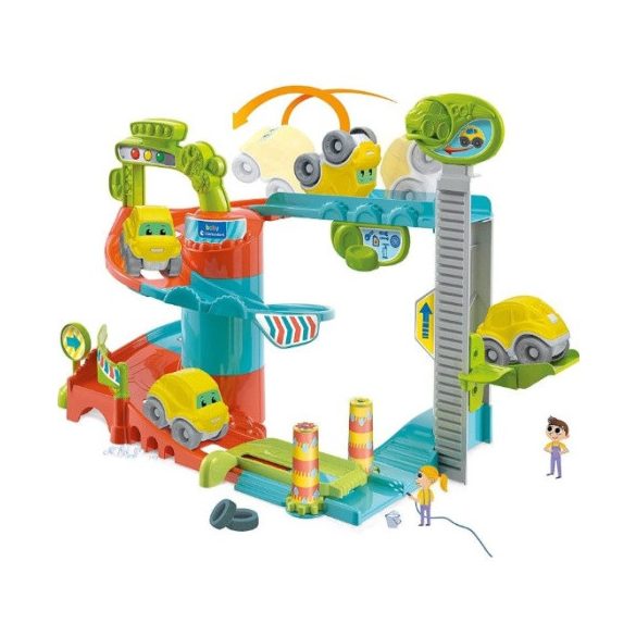 Clementoni Baby - Play for future - Mókás garázs játékszett bukfencező kisautóval