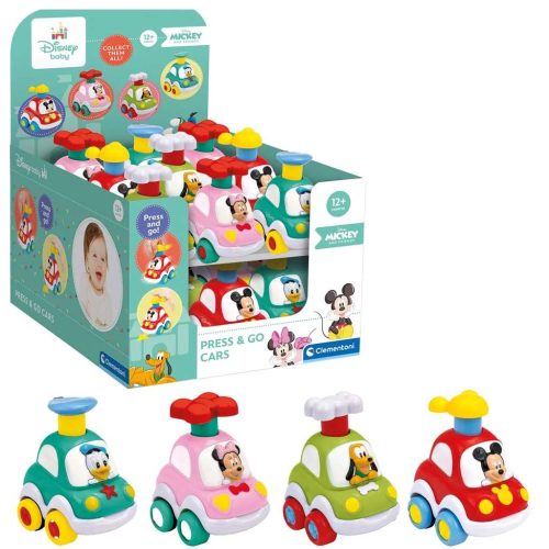 Clementoni Baby Press Go kisautó Disney karakter figurával 4 féle változatban 1 db 