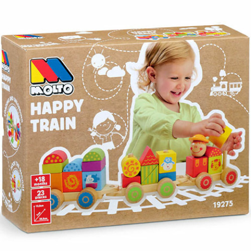 Molto: Nature Happy Train fa vonat építőelemekkel játékszett