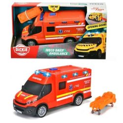   Iveco piros mentőautó fénnyel és hanggal 18cm - Dickie Toys