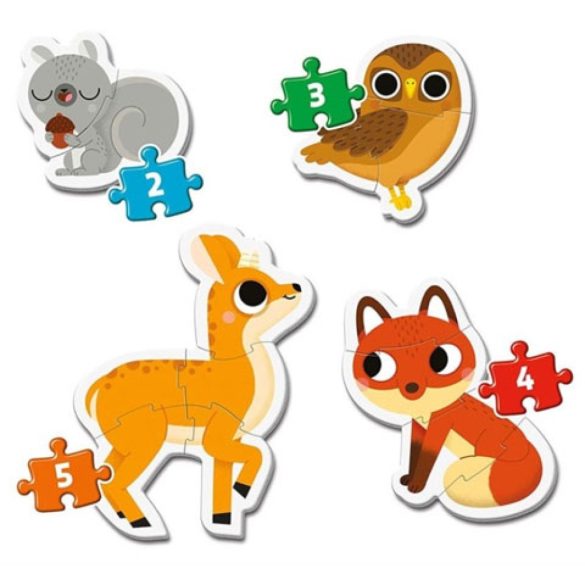 Erdei állatok 4 az 1-ben forma puzzle szett- Clementoni 