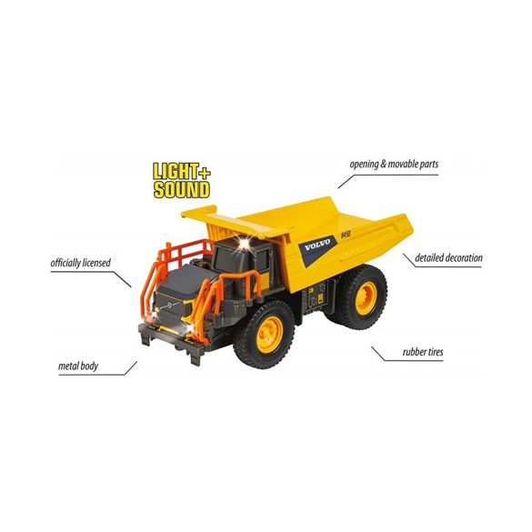 Majorette : Volvo Dömper fénnyel és hanggal 20 cm - Simba Toys 