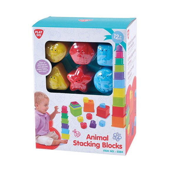 Playgo Állatos toronyépítő formaválogatóval 