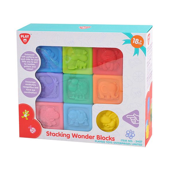 Playgo Puha szivárvány építőkockák 