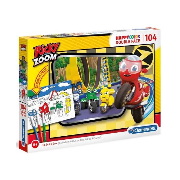 Ricky Zoom Double 2 az 1-ben 104db-os színezhető kétoldalas puzzle - Clementoni (25706)