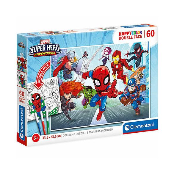 Marvel Szuperhősök színezhető kétoldalas puzzle 60 -os -  Clementoni