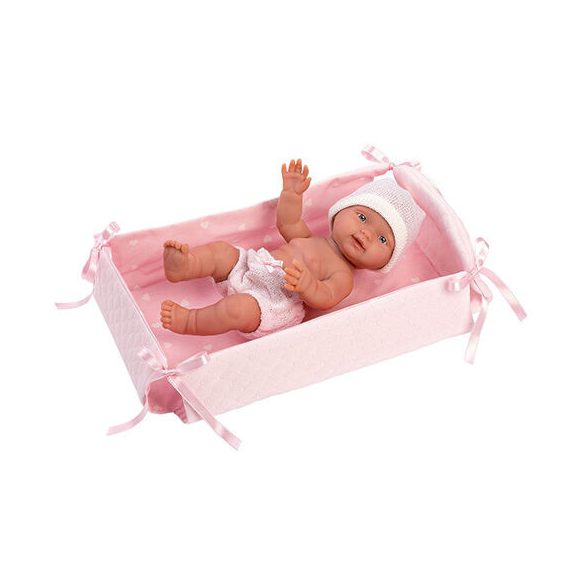 Llorens: Bebita 26cm-es kislány baba kisággyal
