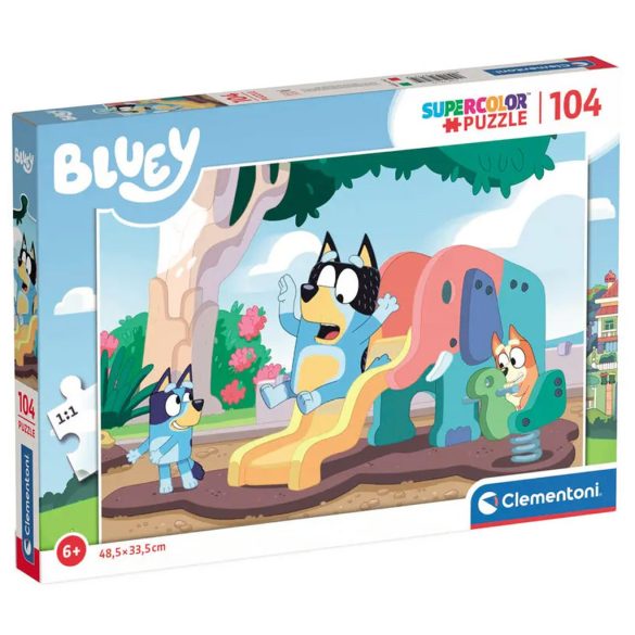 Bluey kutya csúszdázik 104 db-os Supercolor puzzle Clementoni 
