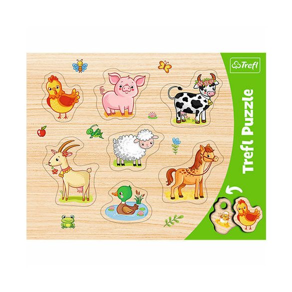 Falu állatai fahatású forma puzzle 7db-os