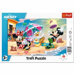   Mickey Egér szórakozás a tengerparton keretes puzzle 15 db-os Trefl