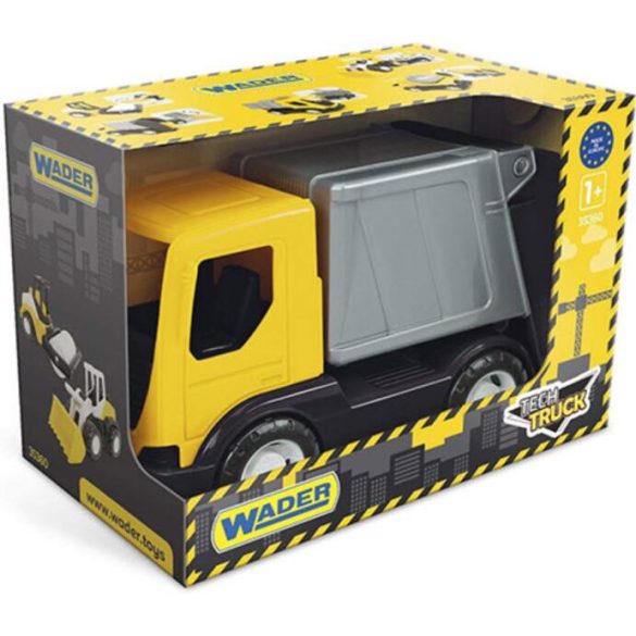 Wader Tech Truck sárga kukásautó 26cm 