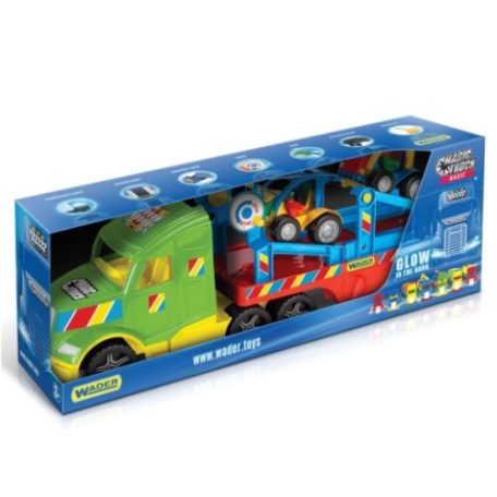 Magic Truck Basic: Kamion buggy szállító utánfutóval és fénnyel 80 cm-es – Wader