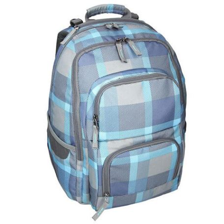 Spirit: E-Bag kék kockás lekerekített iskolatáska, hátizsák