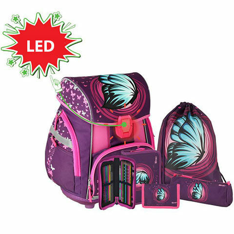 Spirit: Blue Butterfly mintás, LED-es iskolatáska, hátizsák 6 db-os szett