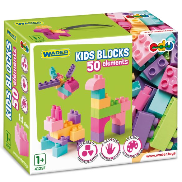 Wader Kids Blocks pasztell építőelemek 50 db-os szett