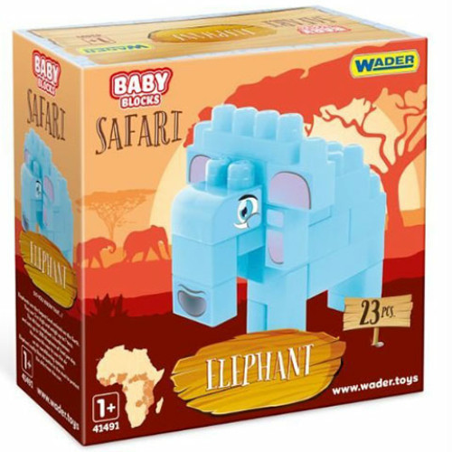 Baby Blocks: Safari elefánt építőjáték szett 23 db-os – Wader