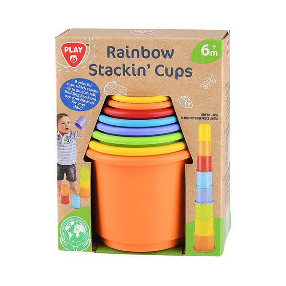 Playgo: Szivárvány poharas építőjáték újrahasznosított műanyagból 8 db-os készlet 