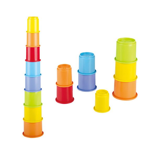 Playgo: Szivárvány poharas építőjáték újrahasznosított műanyagból 8 db-os készlet 