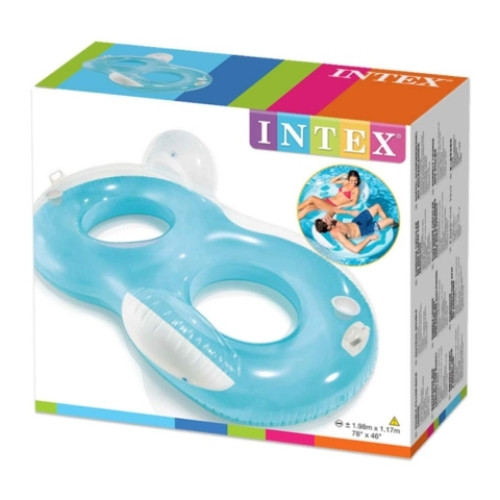 Intex: Dupla háttámlás kerek matrac kék színben 198×117 cm /56800/