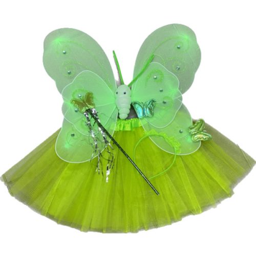 Pillangó jelmez - zöld- 4 részes, szoknyával