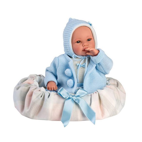 Llorens: 36cm-es síró kisfiú baba hordozóval