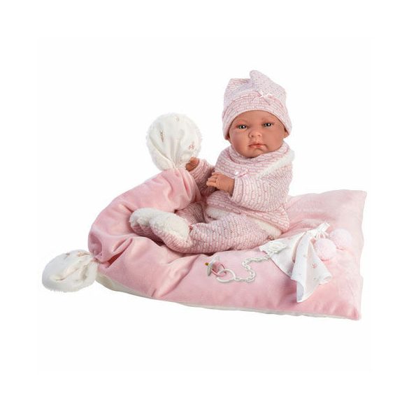 Llorens: Nica újszülött lány baba takaróval és pelenkával 38cm