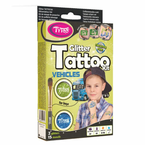 TyToo - Járművek csillámtetoválás szett