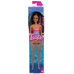 Barbie Beach baba lila színü, mintás fürdőruhában