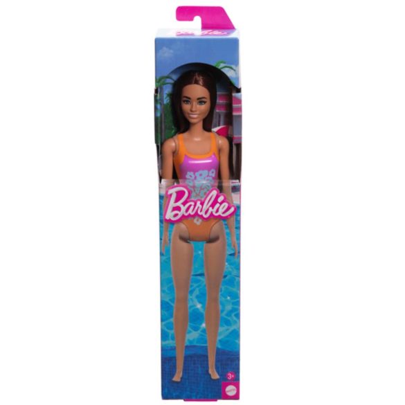 Barbie Beach baba lila színü, mintás fürdőruhában
