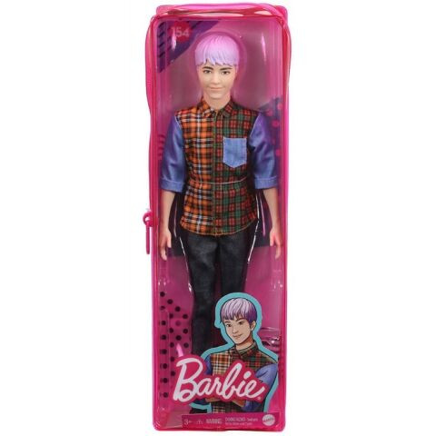 Barbie Fashionista fiú baba kockás ingben