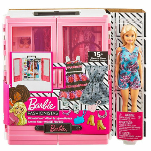 Barbie Fashionista ruhásszekrény ruhákkal és babával
