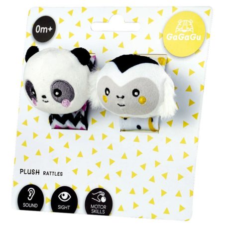 GaGaGu Plüss csörgő szett - panda és majom