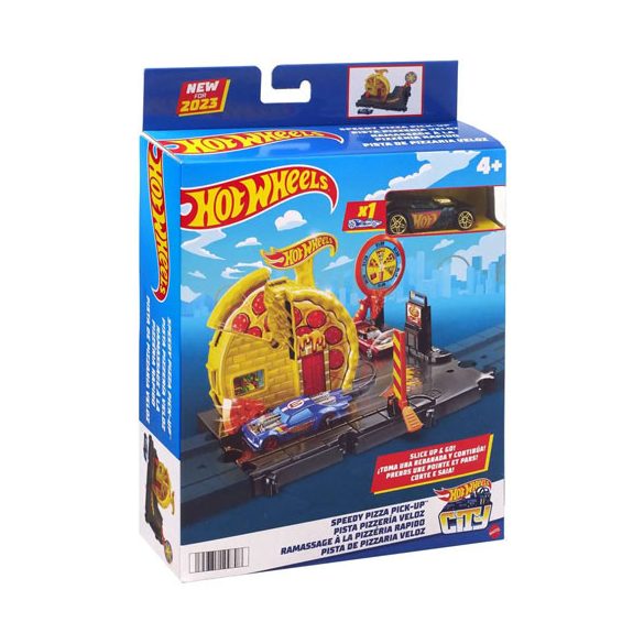 Mattel Hot Wheels: City Speedy Pizza Pick-Up kezdő pályaszett - Mattel 