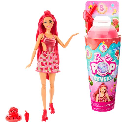 Barbie: Slime Reveal meglepetés baba - Rózsaszín hajú baba gyümölcsös szoknyában