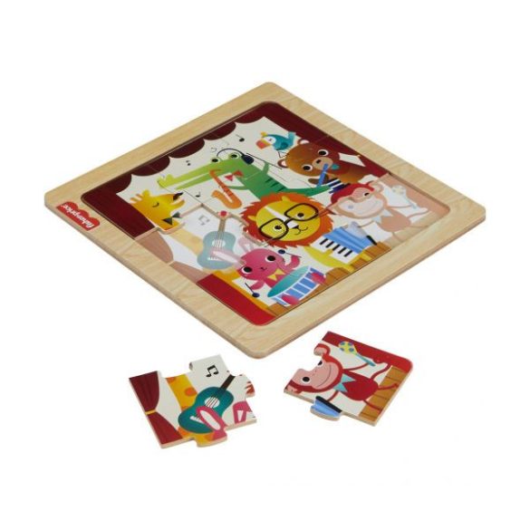 Fisher-Price: Zenélő állatkák fa kirakós táblácska