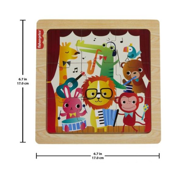 Fisher-Price: Zenélő állatkák fa kirakós táblácska