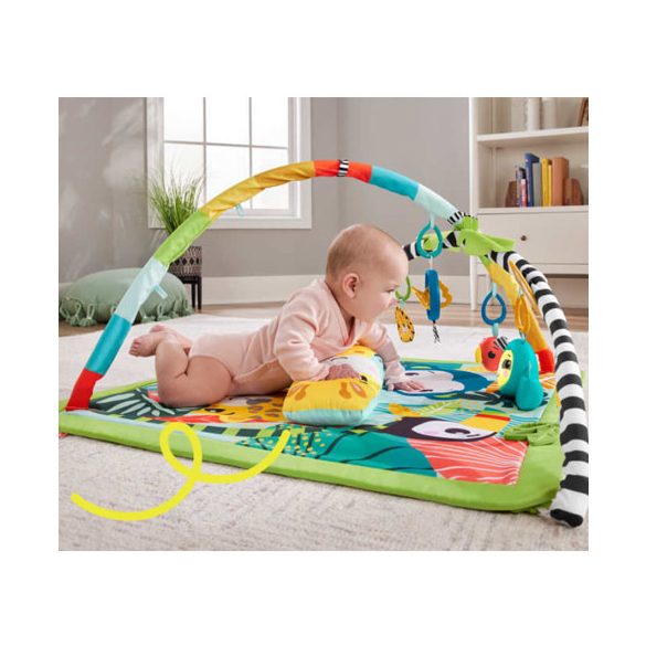 Fisher -Price : Esőerdő 3 az 1-ben játszószőnyeg zenélő lajhárral és pocakpárnával - Mattel 