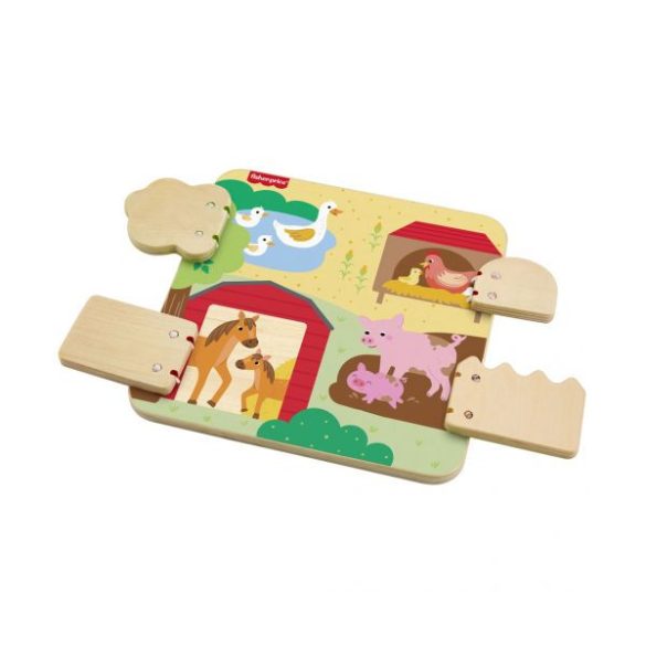 Fisher-Price: Wood fa kukucsfarm készségfejlesztő játék