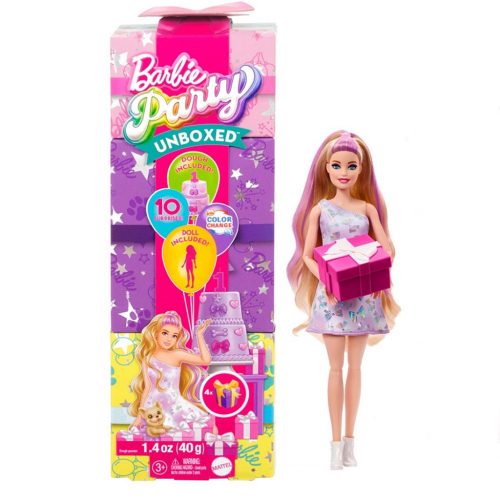Barbie: Party Reveal meglepetés baba Francia buldog kutyussal