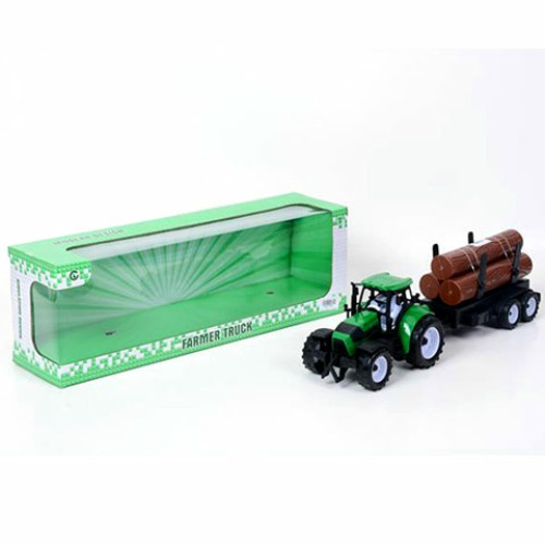 Farm traktor pótkocsival és rönkfával