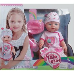 Sírós baba cumisüveggel, sapkával és kiegészítőkkel 