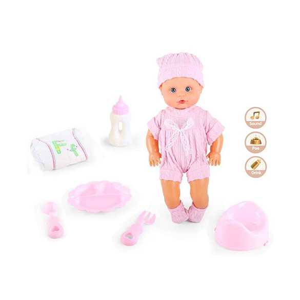 Pisilő baba hanggal és kiegészítőkkel