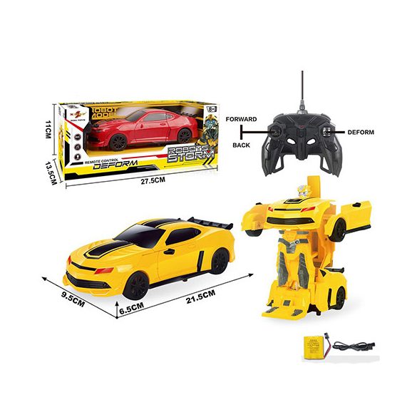 Rc távírányítós tobottá alakuló Camaro sportautó 1/16 méretarány kétféle színben 