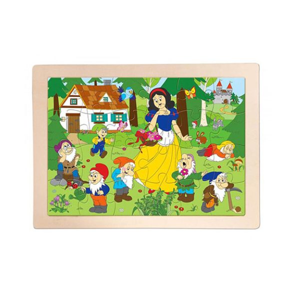 Hófehérke és a hét törpe 24db-os keretes fa puzzle